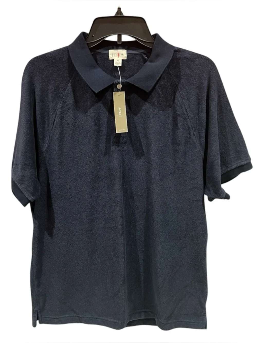 J. Crew Men's Navy Terry Cloth Polo Shirt Size Medium NWT